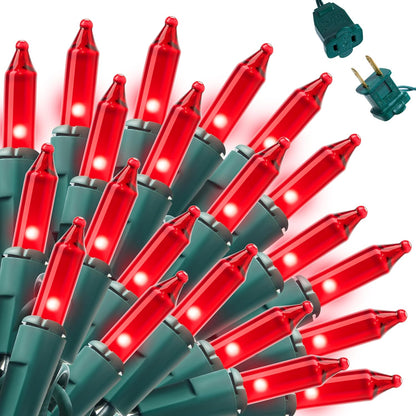 Rooi Kersboomliggies, 100 Eenhede/ 6.5m Boomliggies Inpropversierings - Groen Draad