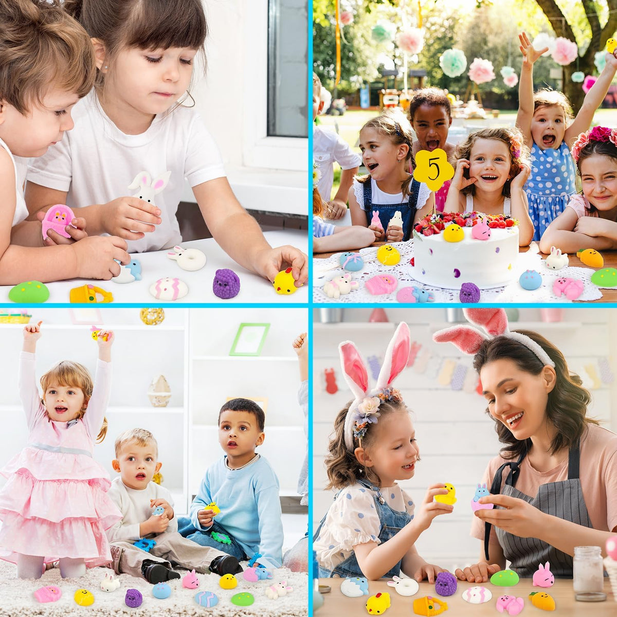 Bulk Easter Egg Fillers Toys Gifts for Kids, 100 PCS Mini Easter Squishies