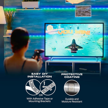 Monster Smart RGB+IC LED Strip Lights 25ft – Sound Reactive Strip Lights for Bedroom, App & Voice Control, RGB Light Strip for Room, Alexa Google Home, Razer Chroma Sync - 230 RGB+IC LED Lights