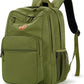 26L Backpack for School, College, and Travel: Water Resistant Bookbag with 8 Compartments - Army Green