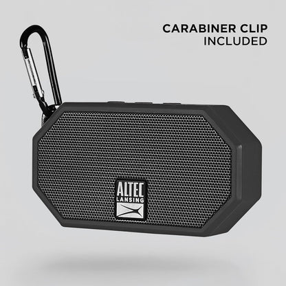 Altec Lansing Mini H2O - Waterdigte Bluetooth-luidspreker, IP67-gesertifiseer en dryf in water, kompakte en draagbare luidspreker vir stap, kamp, swembad en strand, Swart