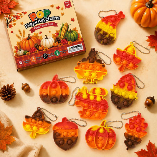 Fall Party Favors Supplies Gifts (20 PCS) Thanksgiving Fidget Toy Keychains
