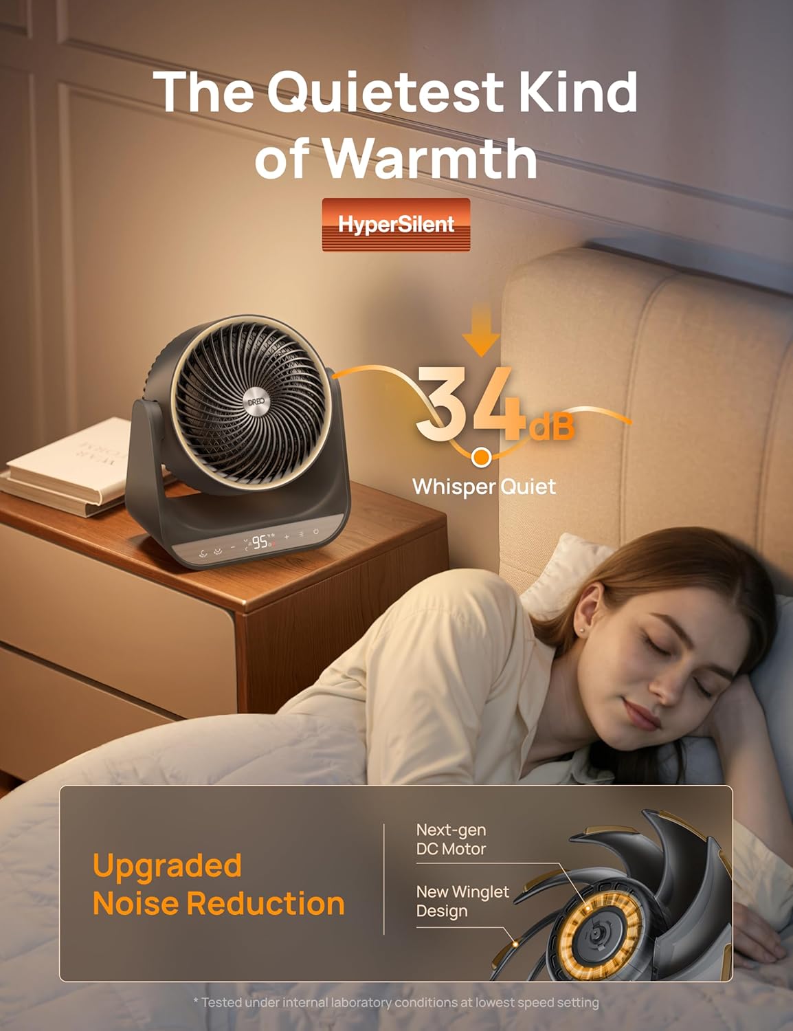Verwarmer 714, 60° Vertikaal & 90° Horisontaal 3D Ossillerende Verhitting, 12 vt/s Langafstand-sirkuleerder, 3 Hitte- en 3 Waaierverstellings, vir Binnenshuis - Grys