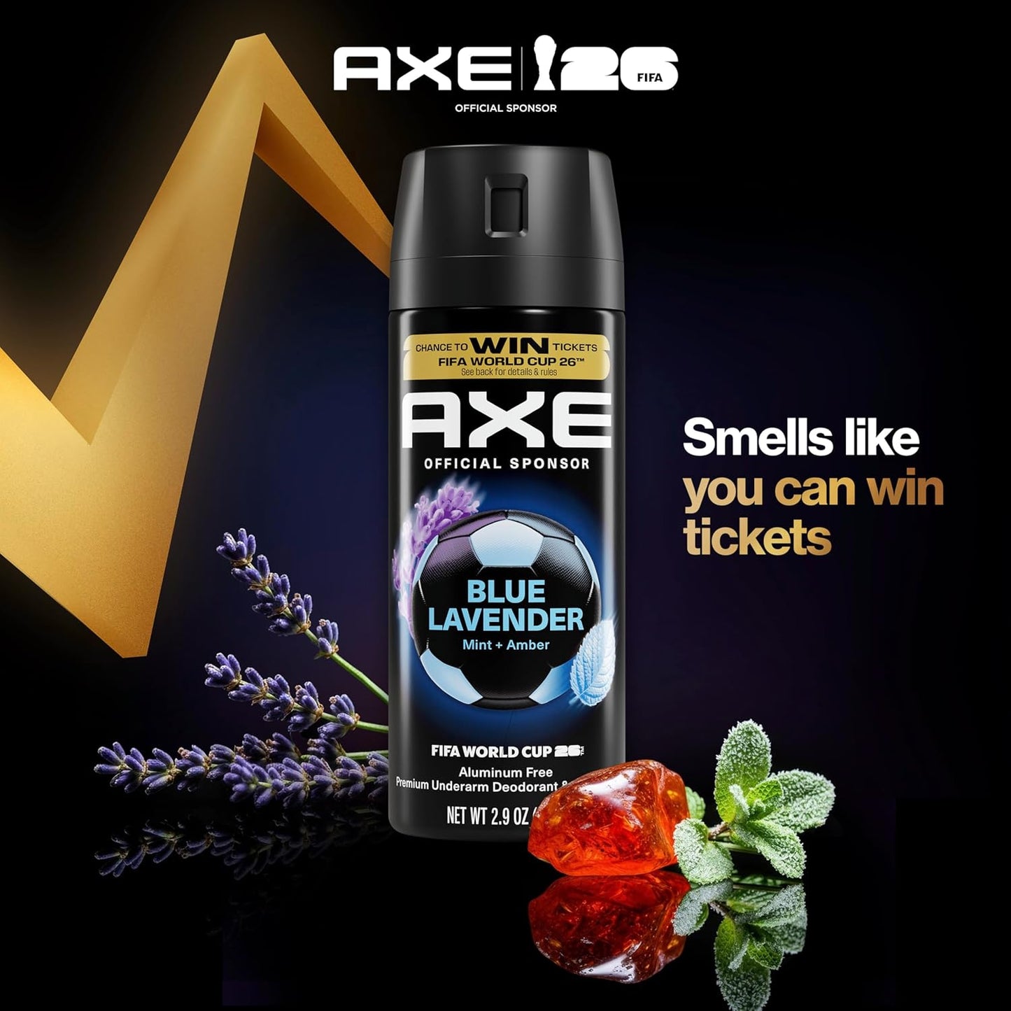 AXE Fine Fragrance Body Spray, Blue Lavender, 72H Freshness, Mint & Amber Notes, Aluminum‑Free | 2.9 oz - (Pack of 3)
