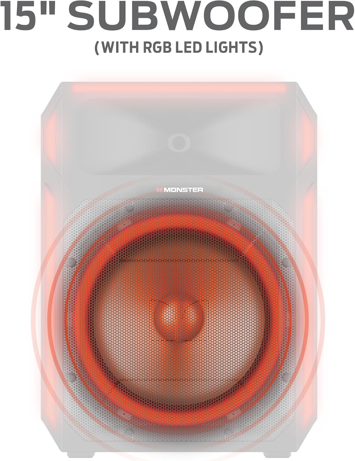 Monster X6 All-in-One Bluetooth Speaker System, Party Speaker, PA | 600W Power, 15" Sub | Beat Synced LED Lights, All Terrain Wheels, TWS Pairing, App Control | Includes Adjustable Tripod & Microphone