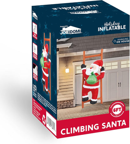 6 FT Christmas Inflatable Climbing Santa Decorations with Build-in LEDs