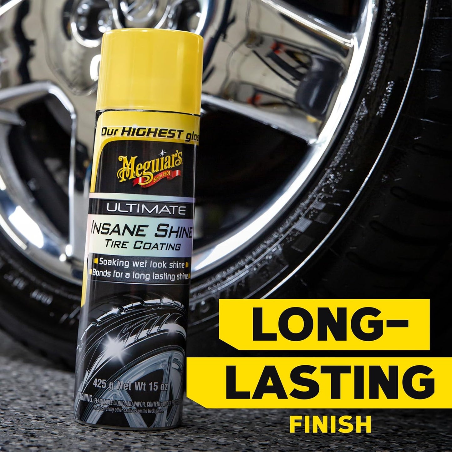 Meguiar's Ultimate Insane Shine Bandbedekking Blywende Natvoorkoms Swart Glans Uiteindelike Beskerming (443 ml)
