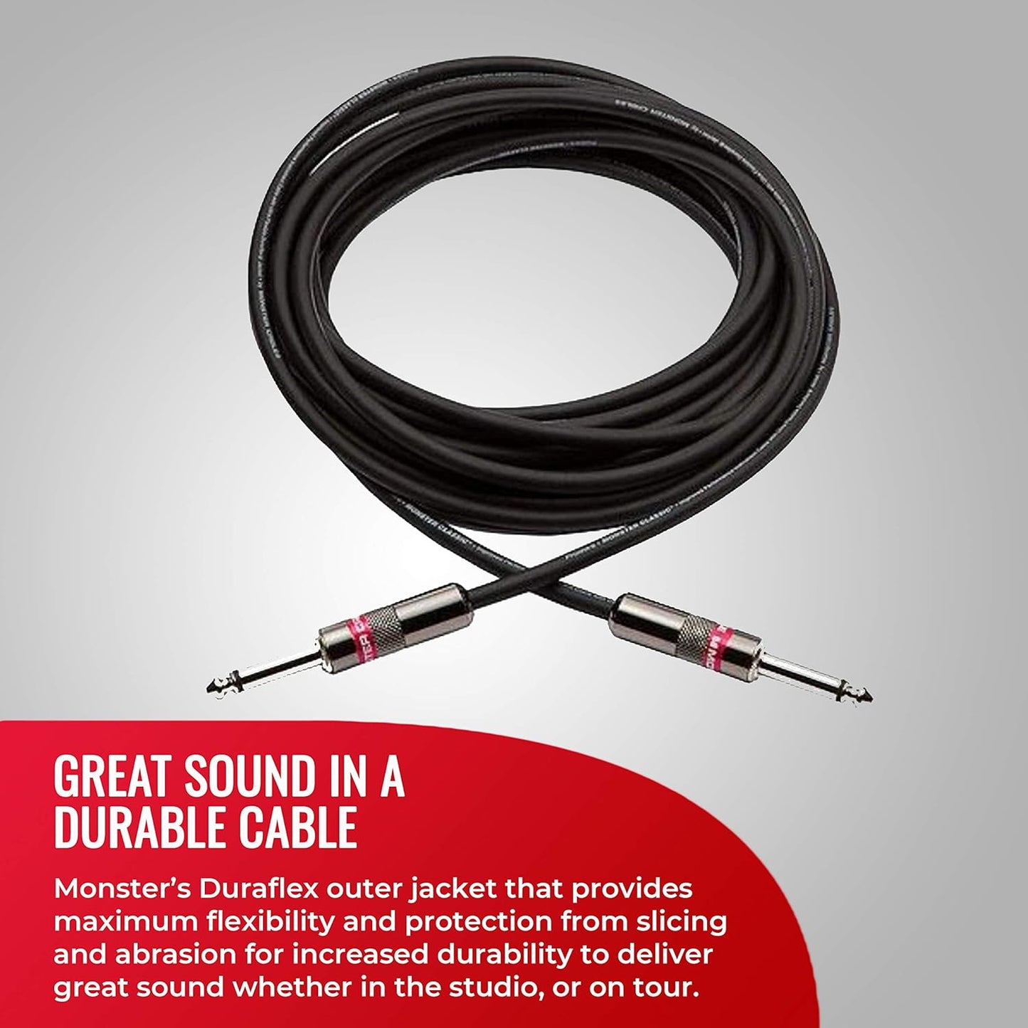 Monster Prolink Classic Speaker Cable - 3FT Straight to Straight Instrument Cable - 1/4-Inch Plugs - Guitar Cord w/Superior Signal Transfer, Noise Reduction, Duraflex Outer Jacket
