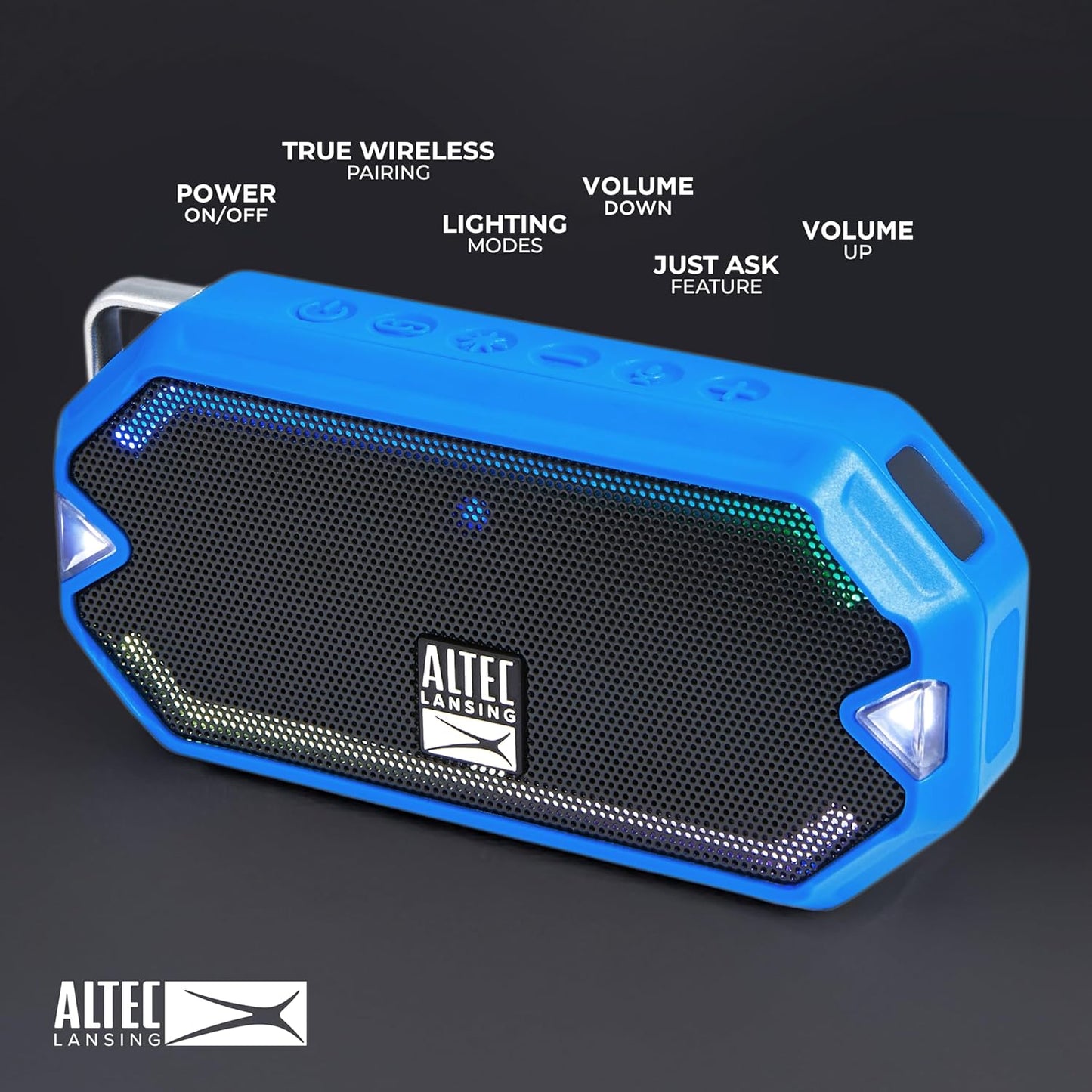 Altec Lansing - HydraMini Draadlose Bluetooth-luidspreker, IP67 Waterdigte USB C Herlaaibare Battery met 6 Uur Speeltyd, Kompak, Skokbestand, Sneeubestand, Allesbestand (Koningsblou)