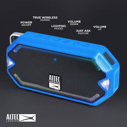 Altec Lansing - HydraMini Draadlose Bluetooth-luidspreker, IP67 Waterdigte USB C Herlaaibare Battery met 6 Uur Speeltyd, Kompak, Skokbestand, Sneeubestand, Allesbestand (Koningsblou)