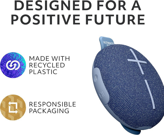 Ultimate Ears MINIROLL Ultra-Draagbare Waterdigte Bluetooth-luidspreker, Groot Bas, IP67 Stofdig, 40 m Bereik - Sagte Blou
