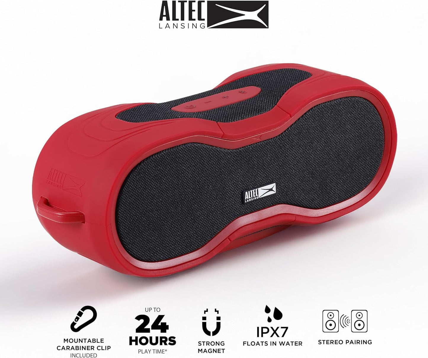 Altec Lansing BoomJacket XL Draadlose Bluetooth-luidspreker, Magnetiese Waterdigte Luidspreker, IPX7 Buite Luidspreker met 24H Speeltyd, Draagbare Luidspreker met Karabiner, Monteerbaar, Vinnige Laai