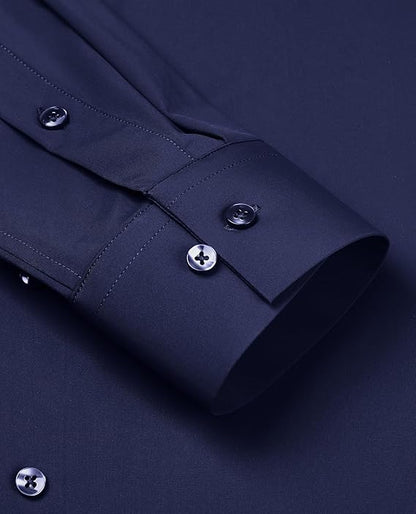 Mans Langmou Slim Fit, Spiervas, Kreukelvry, Knoop-af Rekbaar