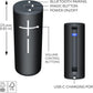 Ultimate Ears MEGABOOM 4 Portable Waterproof Bluetooth Speaker, 360-Degree Sound, Thundering Bass, 147ft Range, 20-Hour Battery, Floating Speaker - Black