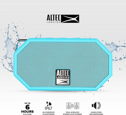 Altec Lansing Mini H2O – Waterdigte Bluetooth-luidspreker, IP67-gesertifiseer en dryf in water, kompakte en draagbare luidspreker vir stap, kamp, swembad en strand, Aqua
