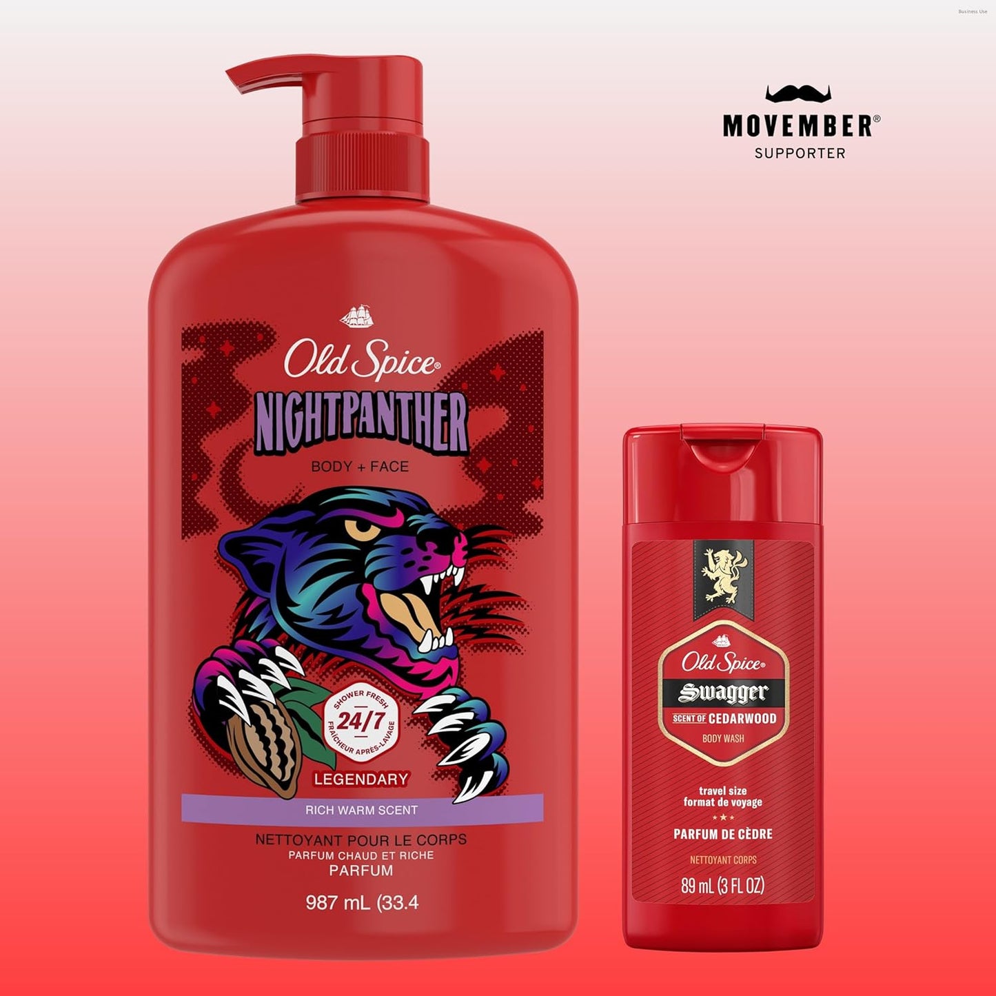 Old Spice Refreshing Body Wash for Men, 3X Defense, 24/7 Shower Fresh w/ Long Lasting Scent, Travel Size  Swagger with Cedarwood Scent (4PK)