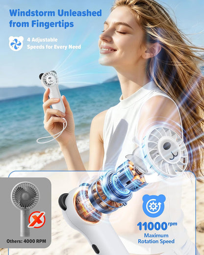 Oulike Beer Mini Draagbare Handwaaier 11000RPM Herlaaibaar - Wit