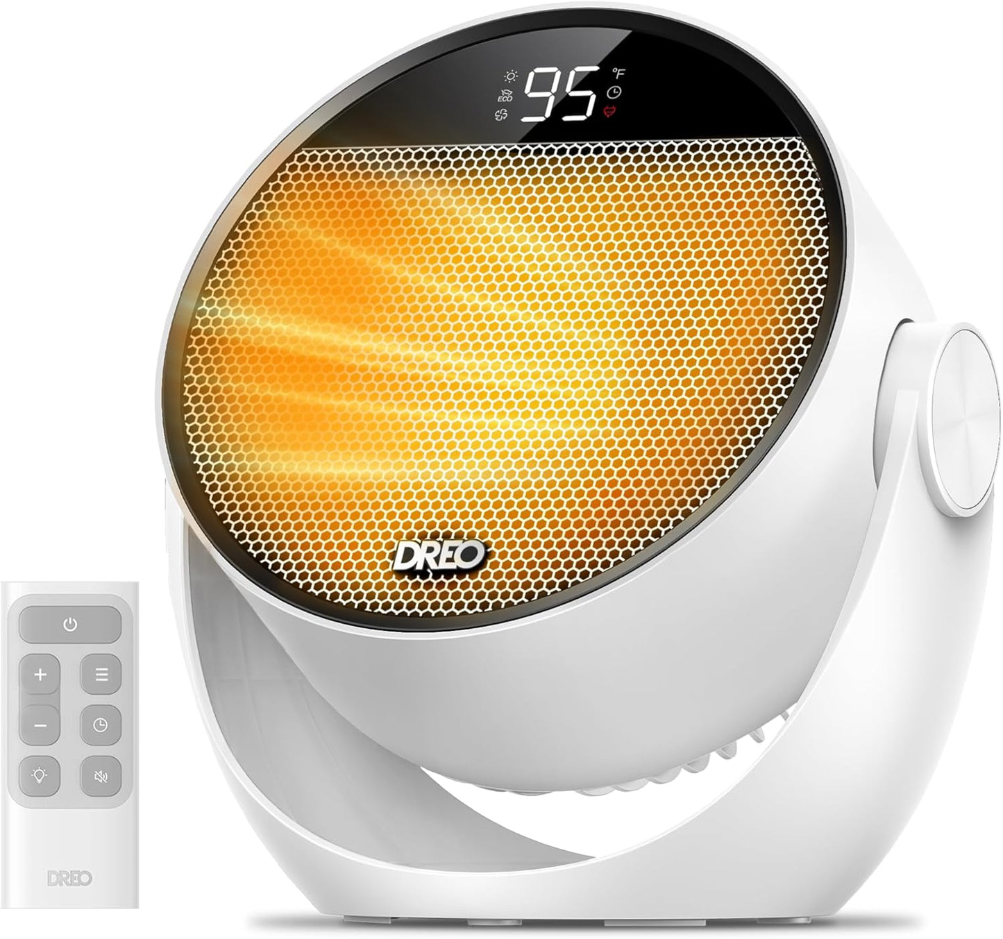 Ruimteverwarmer 1500W, 60° Verstelbare Kanteling, 3.2m/s Draagbare Elektriese Verwarmers vir Binnenshuise Gebruik met Termostaat, 8 Veiligheidsbeskermings, 3 Modes, Afstandbeheer - Wit