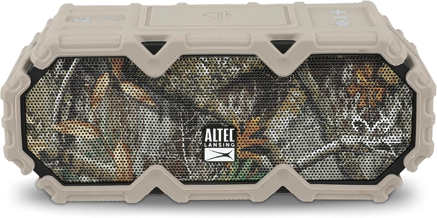 Altec Lansing x Realtree® IMW580 Draagbare Stewige Bluetooth-luidspreker Qi Draadlose Laai, 20 Uur Batterylewe, Swaardiens, Waterdig, LED-ligte, 100FT Draadlose Bereik en Stemassistent