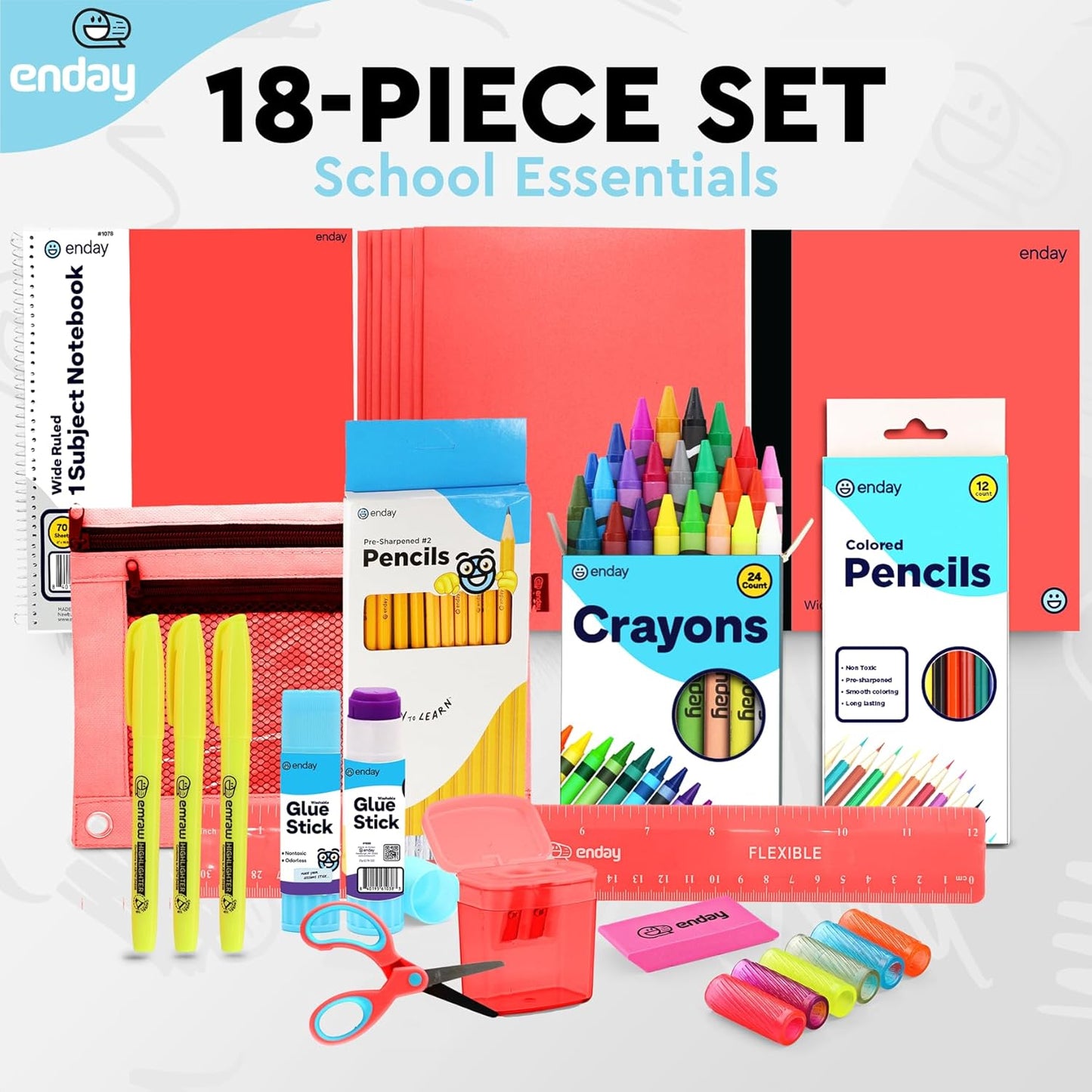 Back to School Supplies for Kids, Red School Supply Box Premium Quality Kids School Supplies Kit, Kindergarten School Supplies for Girls and Boys, 78 Piece Set