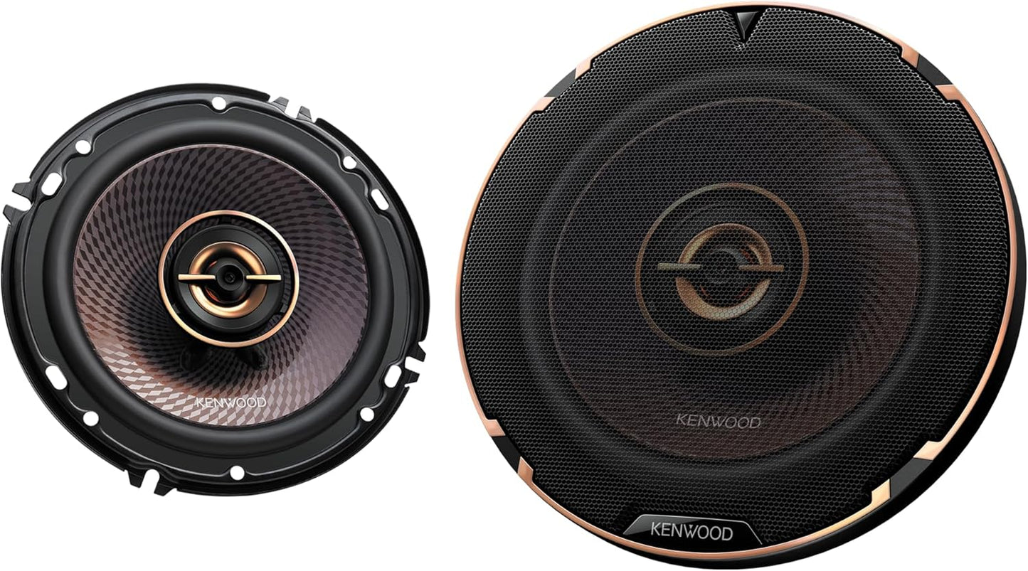 Kenwood KFC-653 6-1/2" 2-rigting Konsertreeksmotorluidsprekers – 320W Piekrag, Polipropileenwooferkeël, Gebalanseerde Domediskuither, Akustiese Klankharmoniseerder