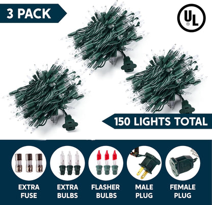 Deursigtige Kersfeesliggies 450CT Mini Warm Wit Feetjieliggies, 93.6FT Beligtingsdekor - Groen Draad