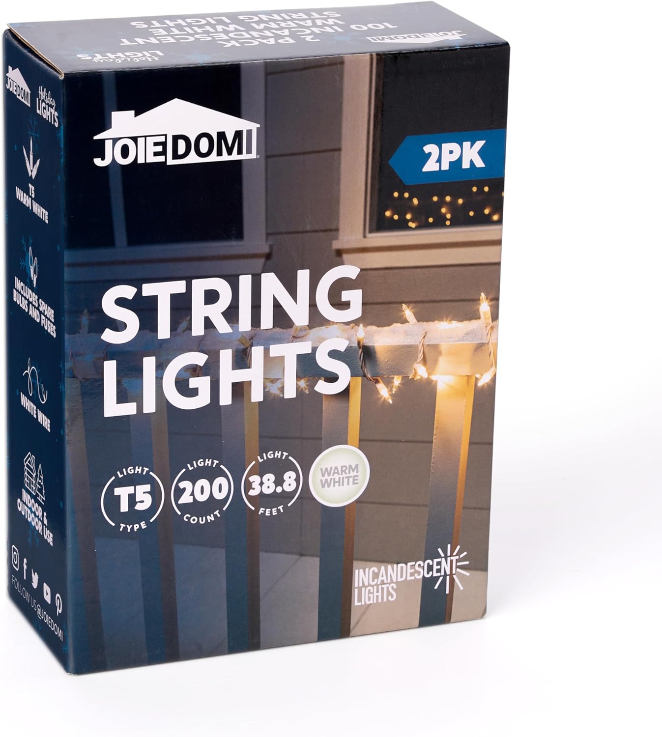 Guirlande lumineuse de Noël 200 micro LED blanc chaud, 13 m, décoration lumineuse - Câble blanc