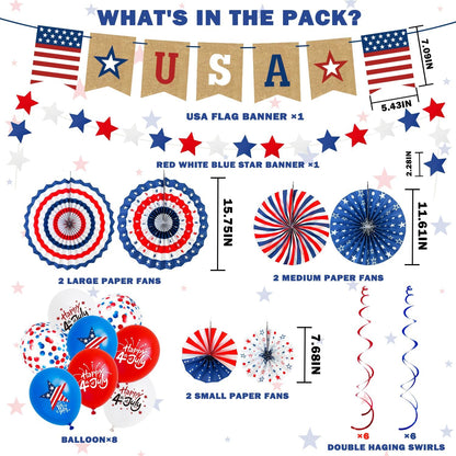28 PCS Special Decorations, Patriotic Party Supplies for Memorial / Independence Day