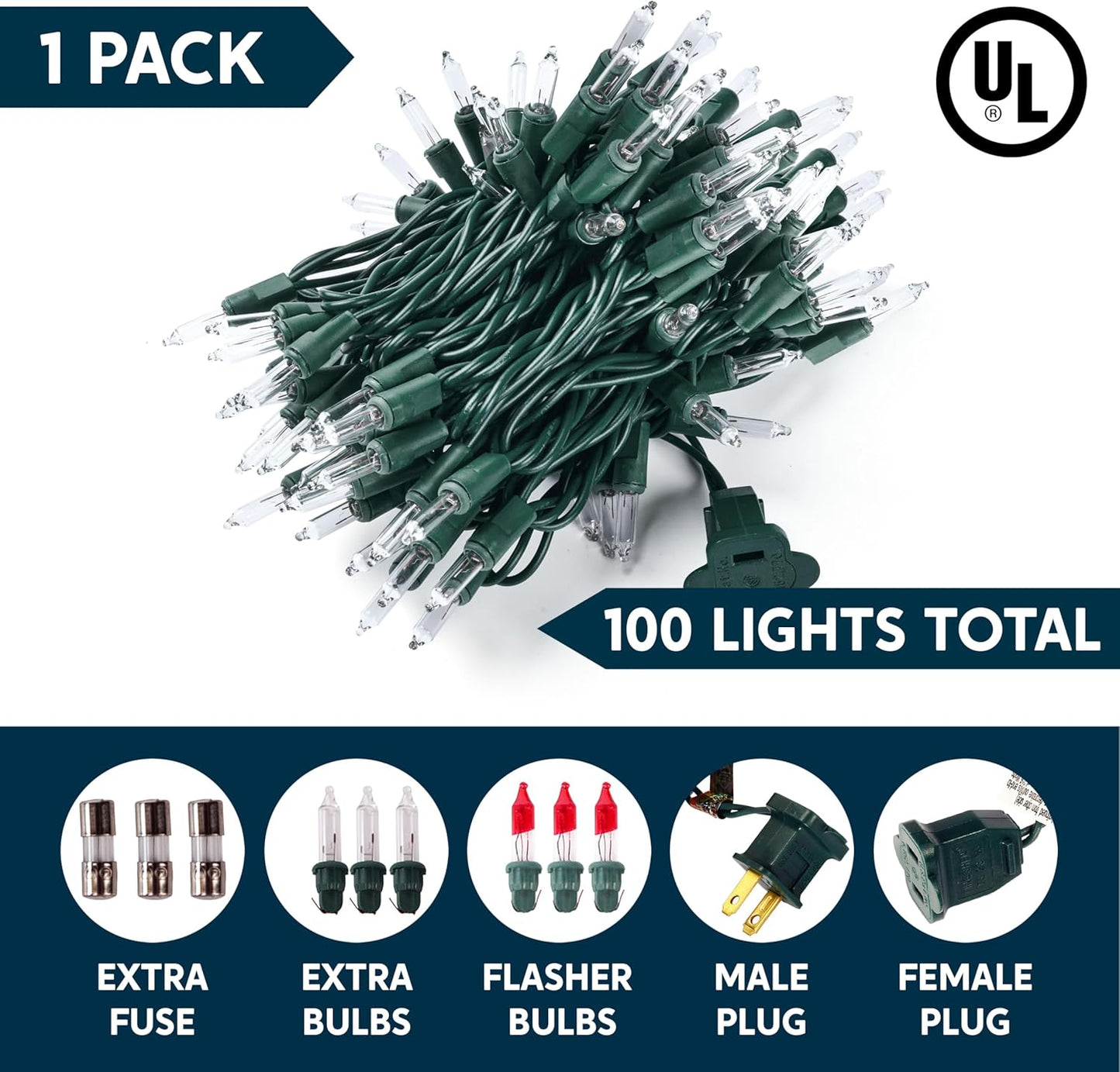 Clear Christmas String Lights 100CT Mini Warm White Fairy Light,19.4 FT Lighting Decor - Green Wire
