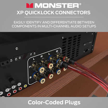 Monster XP QuickLock self-krimp piesangproppe vir luidsprekerdrade met 24K goue kontakte - 2 paar (4 altesaam), ideaal vir tuisteater- en tuisoudio-luidsprekers