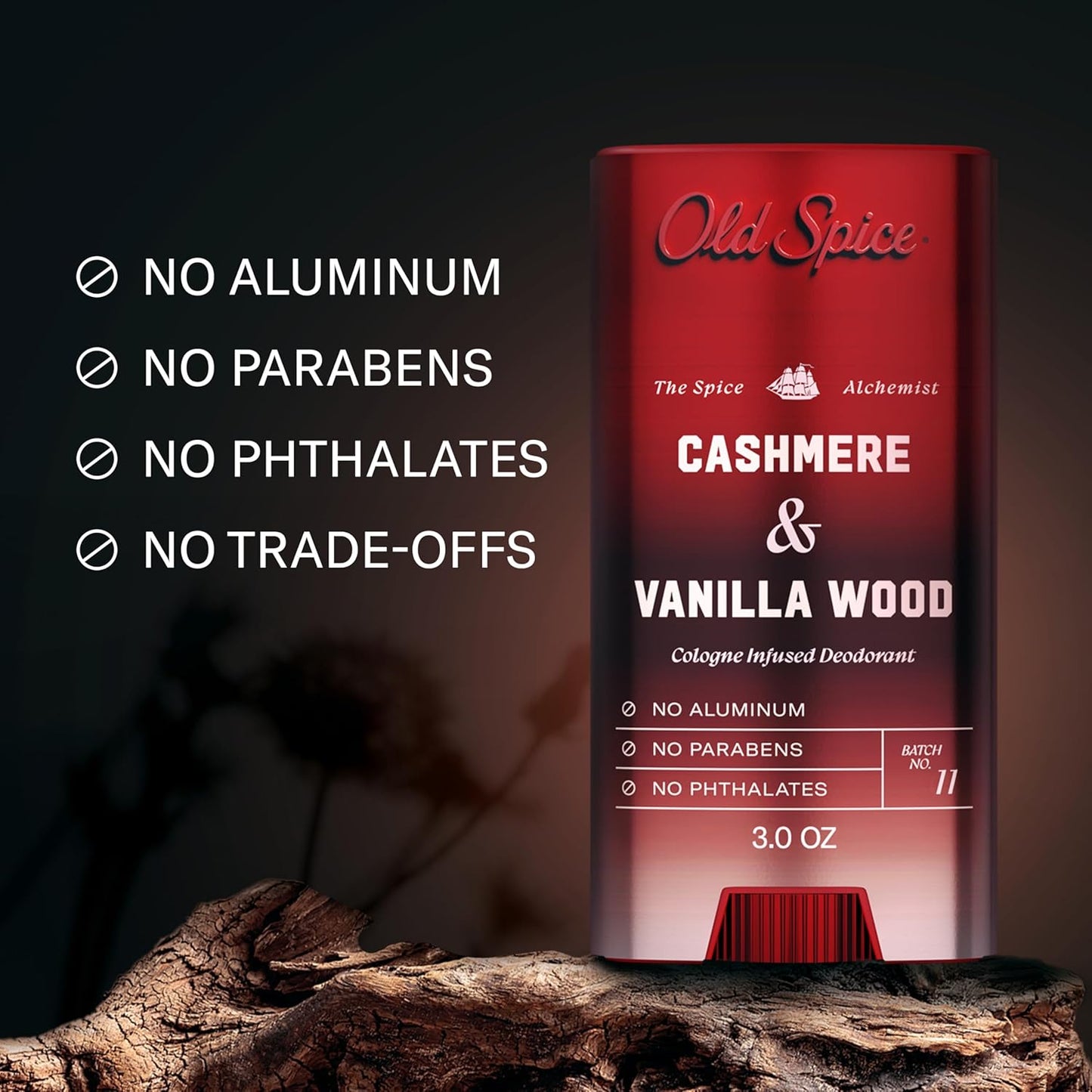 Old Spice Aluminum Free Deodorant for Men, The Spice Alchemist Collection, 24/7 Cologne Infused Scent - Cashmere + Vanilla Wood Scent