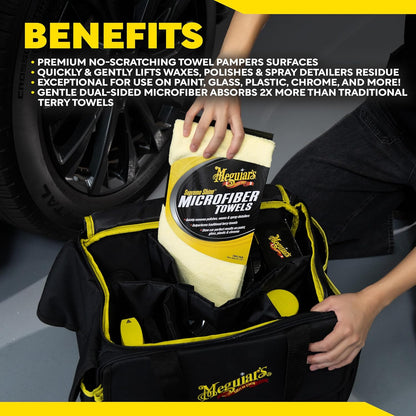 Meguiar's Supreme Shine Microfiber Handdoeke vir motors, Absorberende Ultra-Plush – 3-pak