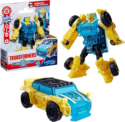 Transformers CYBERWORLD Bumblebee Cyber Changers Energon Surge 4-Inch Action Figure Quick Change to Car Mode - Robot Toys (Kids 6+)