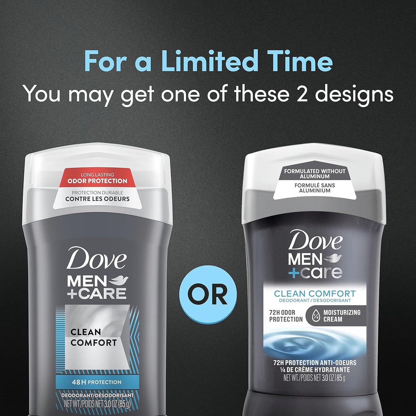 Dove Men+Care Deodorant Stick for Men Clean Comfort Aluminum Free 72-Hour Odor Protection Mens Deodorant - 3 oz (Pack of 2)