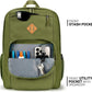 26L Backpack for School, College, and Travel: Water Resistant Bookbag with 8 Compartments - Army Green
