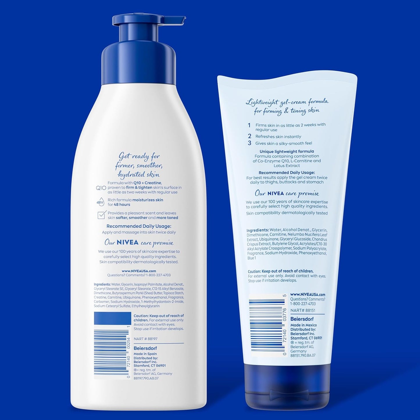 NIVEA Skin Firming Body Lotion Variety Pack with 16.9 Fl Oz Hydrating Body Lotion and 6.7 Oz Skin Firming Gel Cream