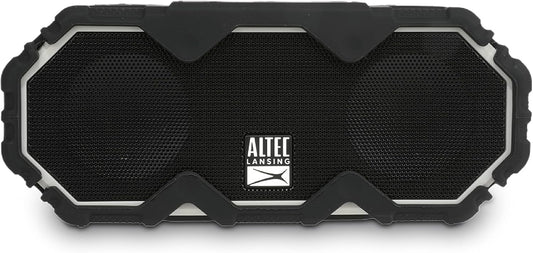 Altec Lansing Mini LifeJacket Jolt Bluetooth-luidspreker met Qi, draadloos, waterdig, draagbaar, luidsprekers, harde volume, sterkte bas, ryk stereostelsel, mikrofoon, 16 uur battery, 30 m reikafstand, grys