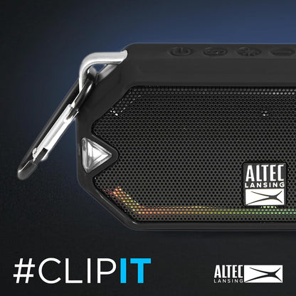 Altec Lansing - HydraMini koordlose Bluetooth-luidspreker, IP67 waterdigte USB C herlaaibare battery met 6 uur speeltyd, kompak, skokbestand, sneeubestand, allesbestand (swart)