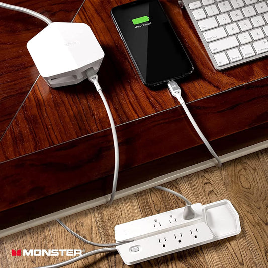 Power Center Vertex Oorspanningsbeskermer Met Afneembare Kragstrook - 6 WS-afsetpunte, 2 USB-A-poorte & 1 USB-C-poort