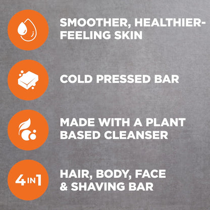 Dove Men Cleansing Bar Soap  - Blood Orange + Sea Salt - 4 in 1 w/ Plant-Based Cleanser and Natural Oils 5oz (Pack of 4)