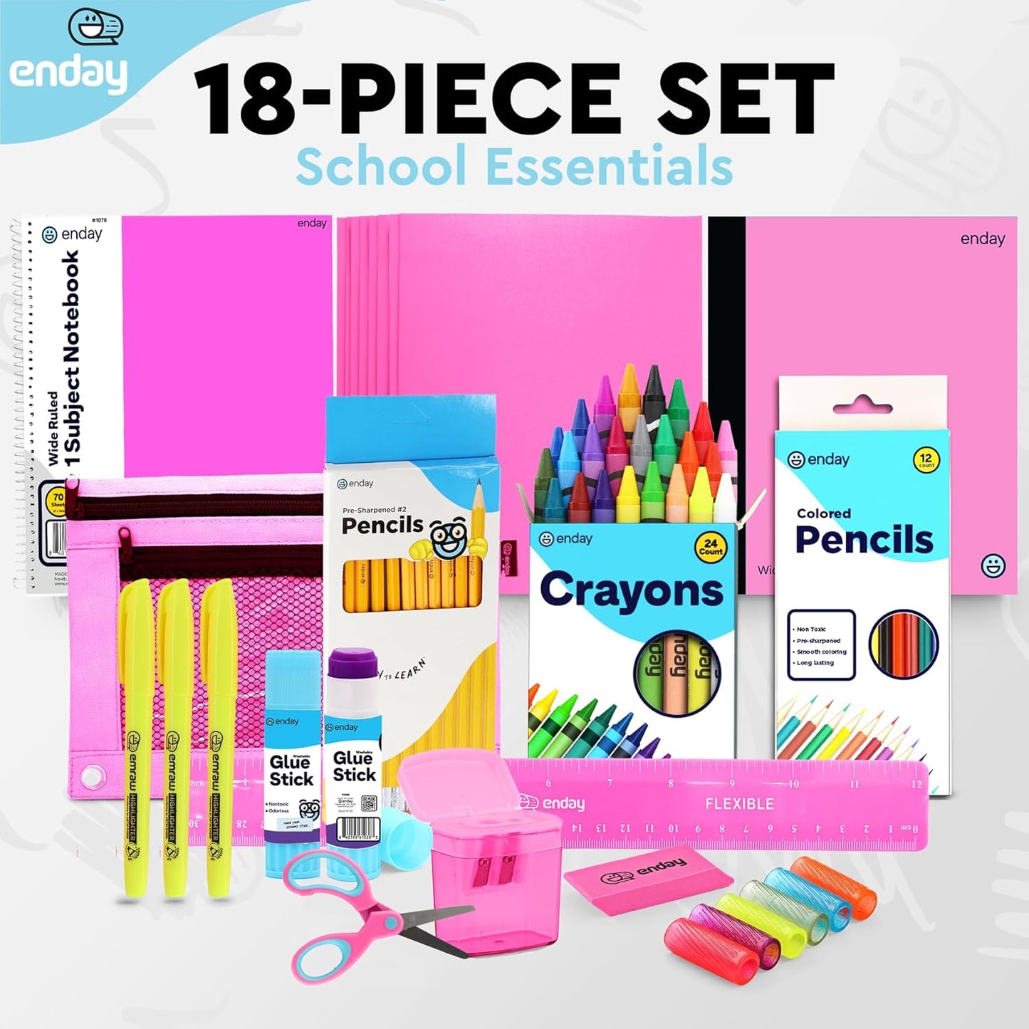 Back to School Supplies for Kids, Pink School Supply Box Premium Quality Kids School Supplies Kit, Kindergarten School Supplies for Girls and Boys, 71 Piece Set