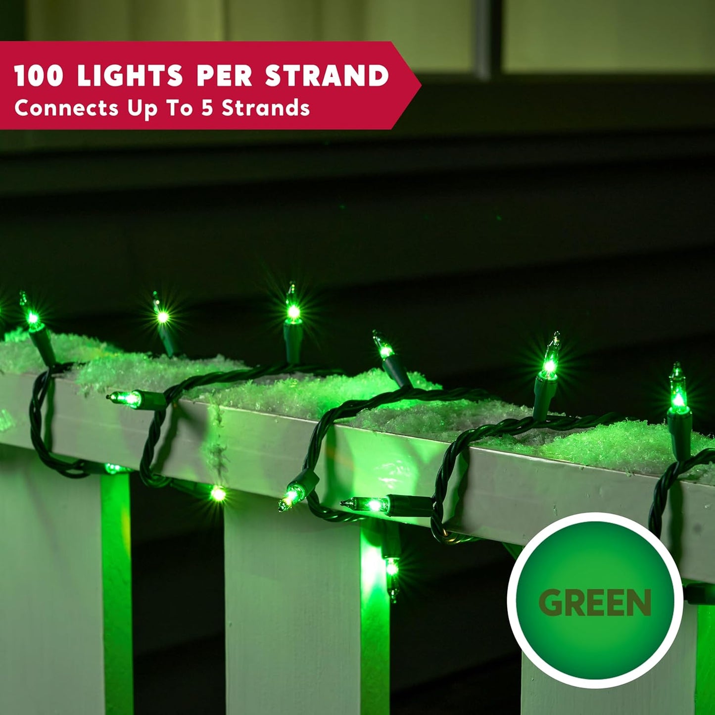 Green Christmas String Lights,100 Ct / 22.3FT Tree Lights Plug in  Decorations - Green Wire