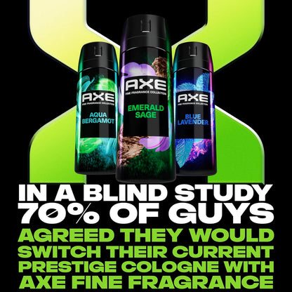 AXE Fine Fragrance Collection Premium Deodorant Body Spray for Men Emerald Sage with 72H Odor Protection - 4 oz (Pack of 3