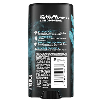 AXE Fine Fragrance Collection Deodorant Stick 48H Odor Protection Aqua Bergamot Aluminum-Free Body Deodorant Infused (2.6 oz) Pack of 2