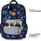 26L Backpack for School, College, and Travel: Water Resistant Bookbag with 8 Compartments - Butterfly Black