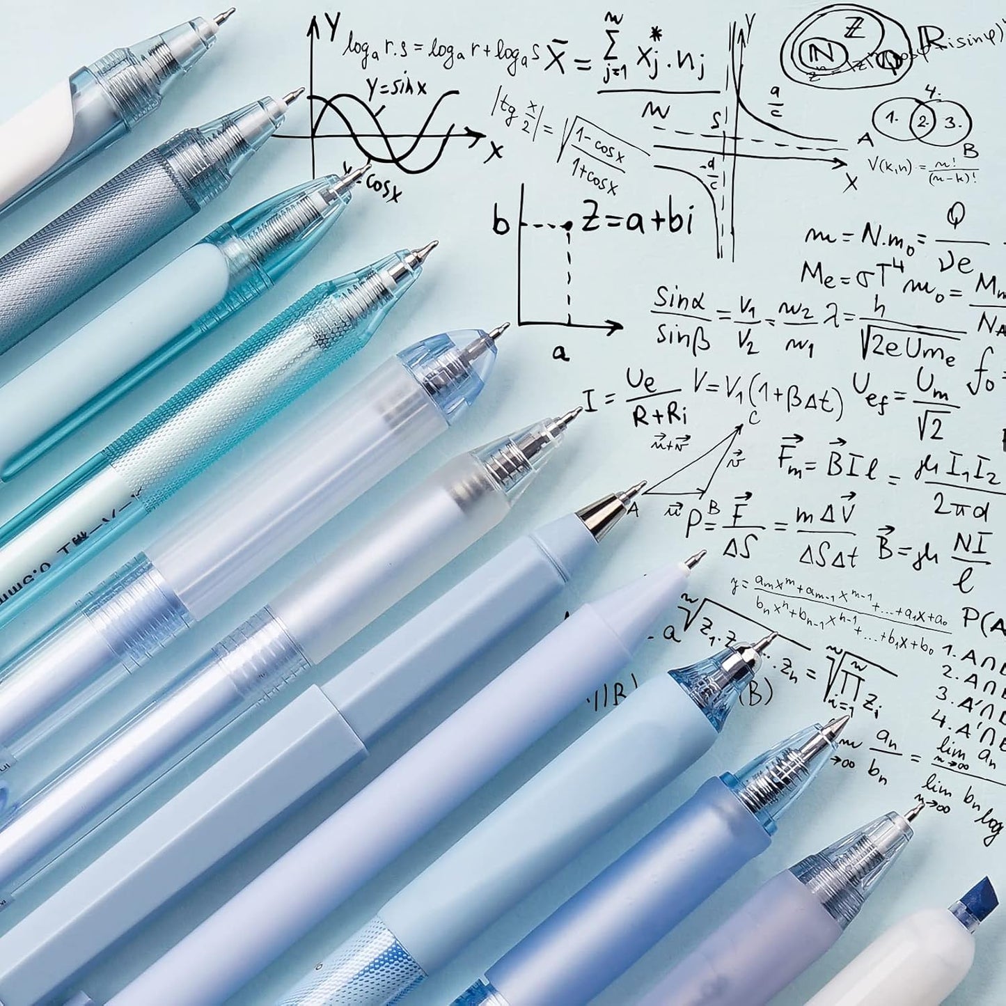 Ocean Series Gel Pens, Black & Blue Ink w/ 0.5 mm Fine Point, Cute School Office Supplies Aesthetic Desk Accessories - Set of 12