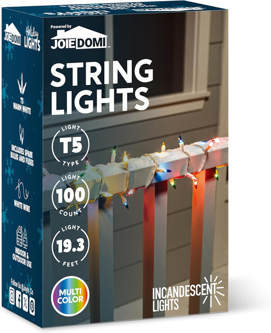 Christmas String Lights Indoor 100CT Mini Multicolor Light w/ 21.4 FT - White Wire