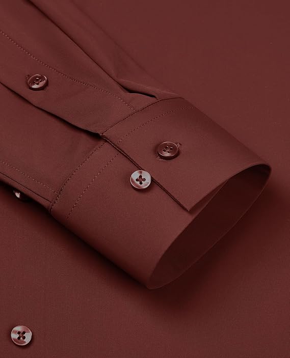 Mans Langmou Slim Fit, Spiervas, Kreukelvry, Knoop-af Rekbaar