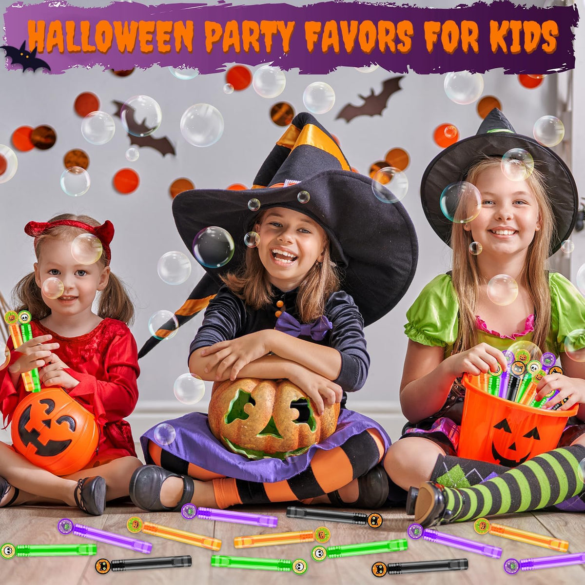 32-200 PCS Halloween Mini Bubbles Toys, Boo Basket Gift Bag Fillers Toddler