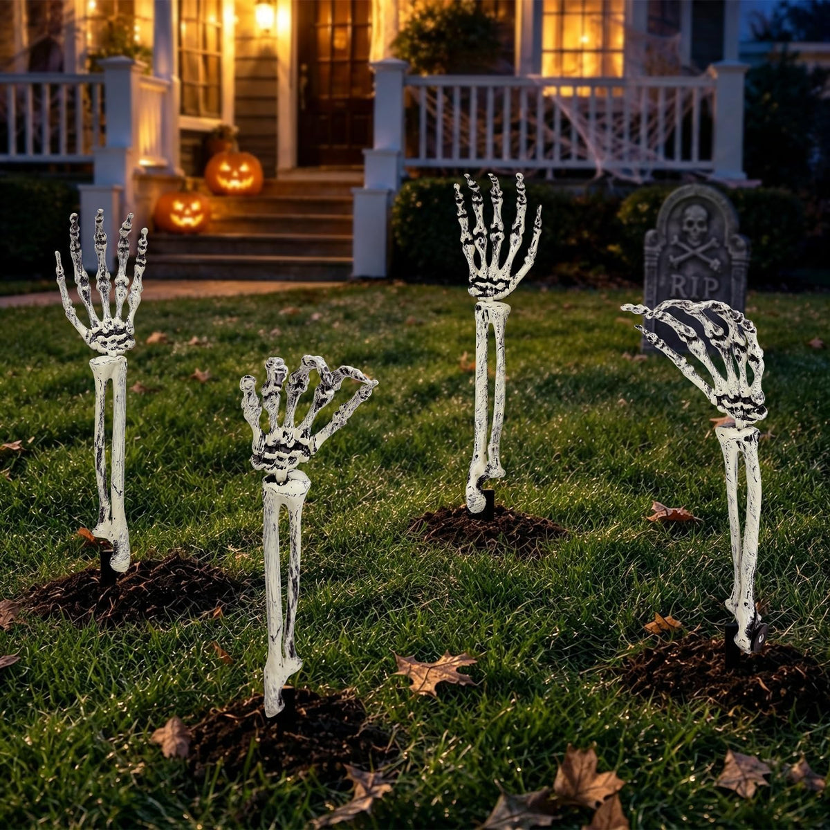 Halloween Outdoor Decorations, 8 PCS Groundbreaker Skeleton Hands Stakes